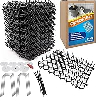 Vista 8 de Ley's Paquete de 12 alfombrillas disuasorias para gatos, 6 x 8 pulgadas, con púas, mantiene a los gatos alejados de las plantas, muebles