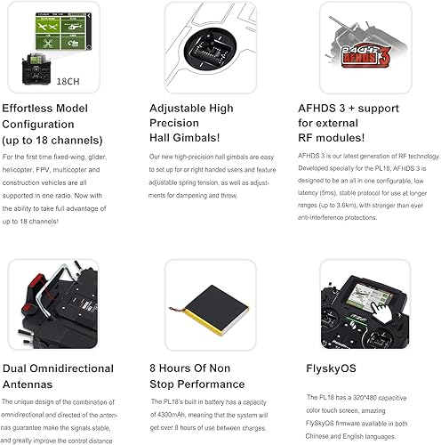 Miniatura 8 de GoolRC Flysky Paladin PL18 2.4GHz 18CH Transmisor de radio con receptor FS-FTr10 y FTr16S para RC FPV Racing Drone Avión Helicóptero Multicopter
