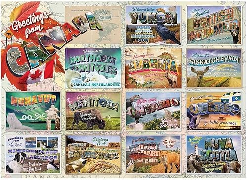 Cobble Hill - Rompecabezas de 1000 piezas, saludos desde Canadá, póster de muestra incluido