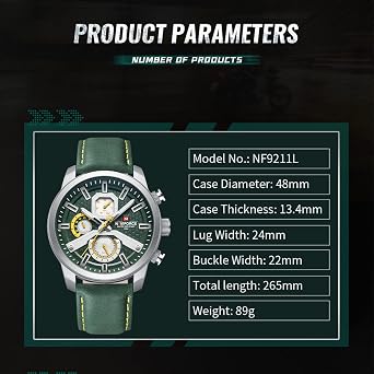 NAVIFORCE Fashion Big Face Watches for Men Analog Auto Date Leather Strap Military Sports Waterproof Luminous Quartz Wristwatch