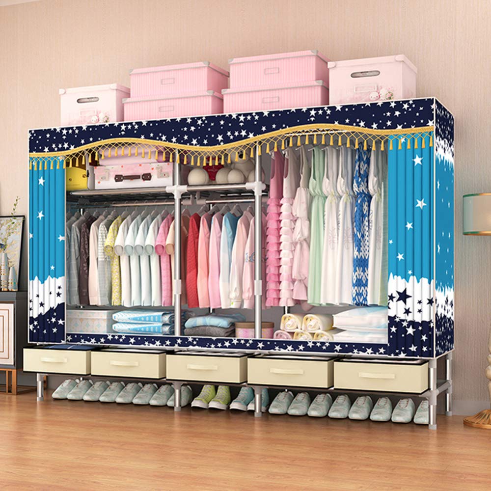 Placard Vêtements Stable Anti-Poussière Armoire Acier Épaissi avec Tiroirs