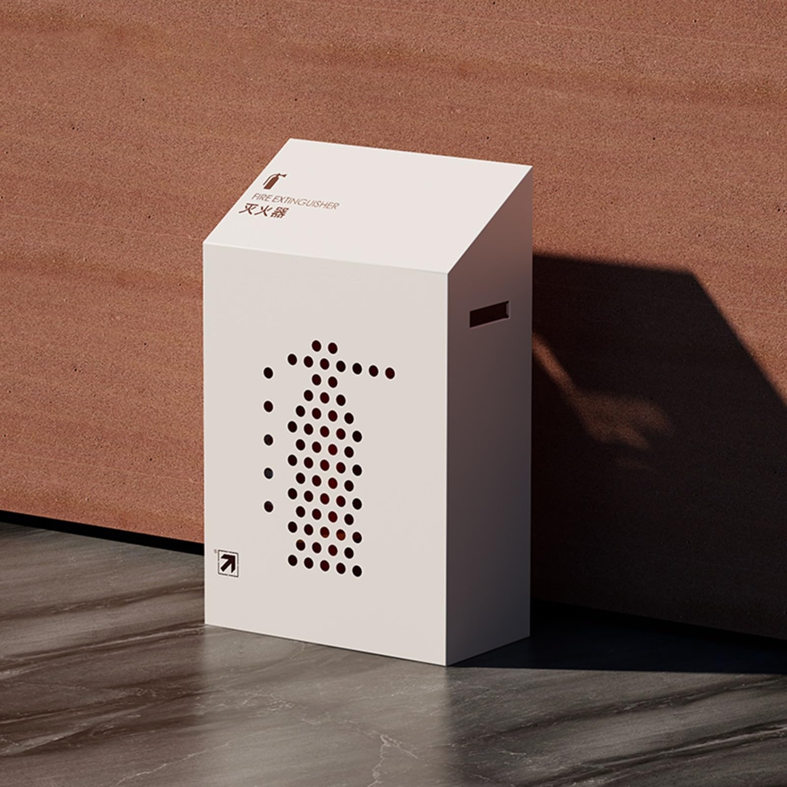 Extintor de incendios con diseño decorativo, caja de extintor de interiores para vestíbulo, soporte de pared