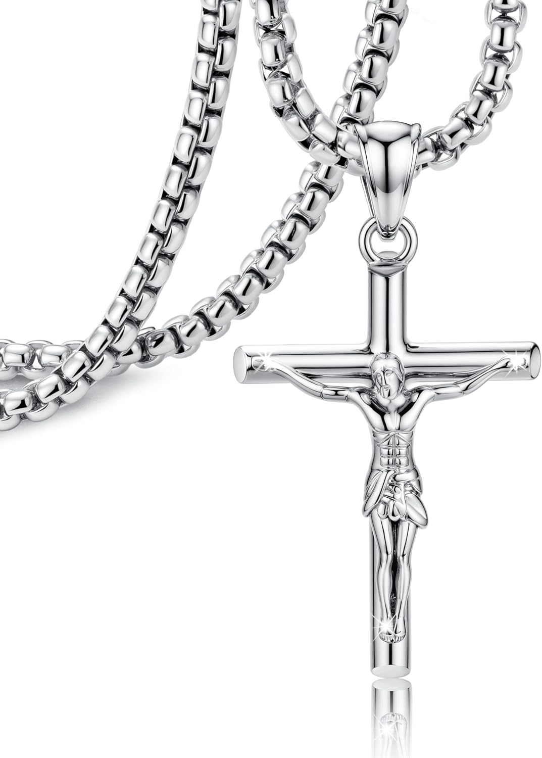 925 Sterling Silver Crucifix Cross Necklace for Men Gold Crucifix Pendant