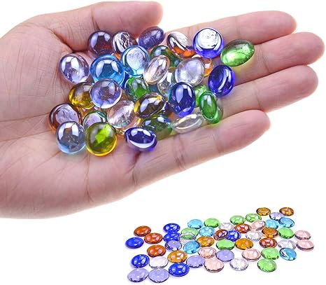 Amazon Com Kingou Replacement Mancala Stones Mixed Colored Flat Glass Pebbles Beads Gems For Games 12 15mm Home Kitchen