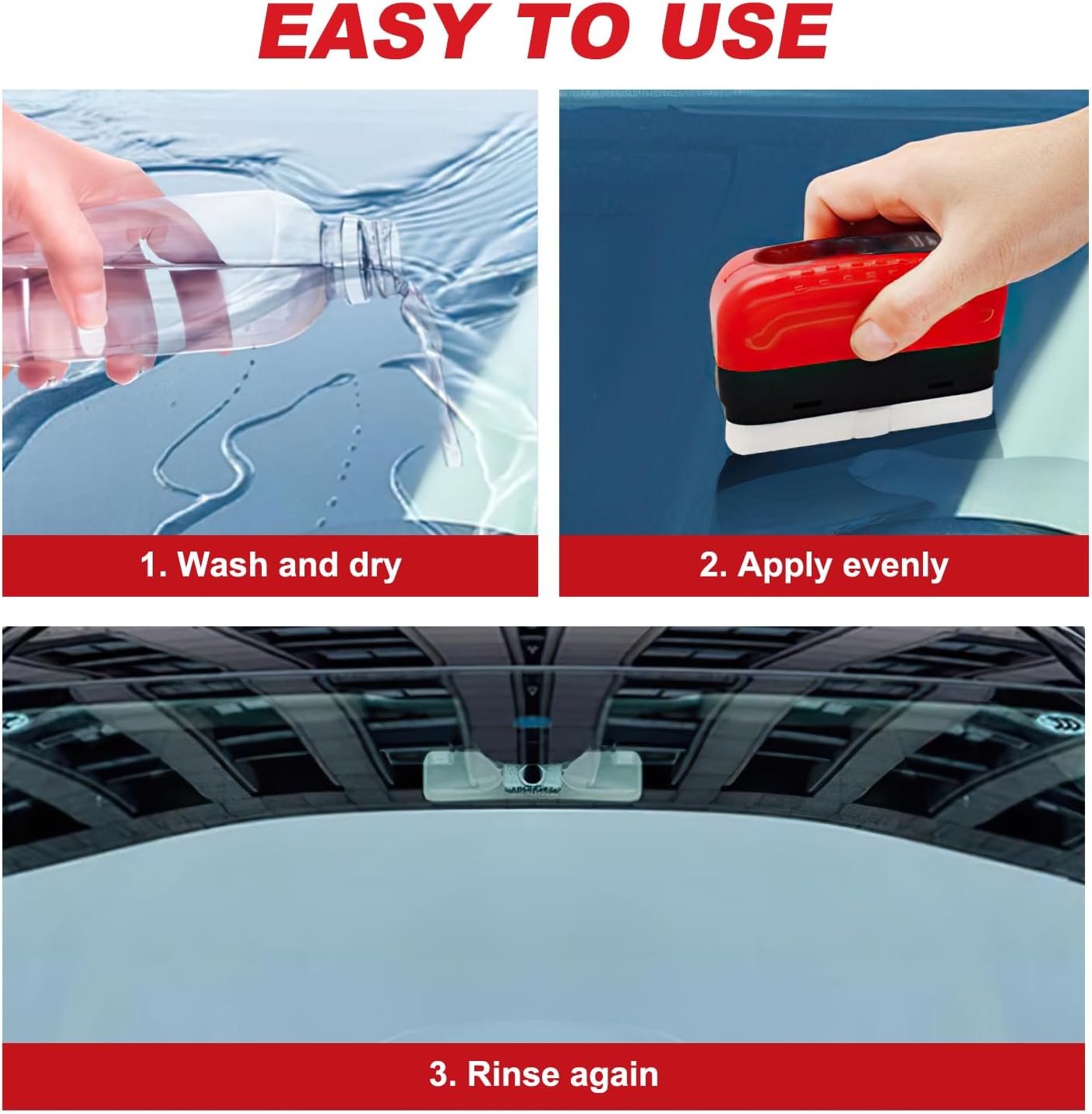 2PCS Automotive Oil Film Cleaning Brush, Glass Cleaning Board, Oil Film Cleaning Brush, Hydrophobic Glass Coating for Windshield, Seedhubtok Glass Cleaning Board Improves Clarity and Visibility