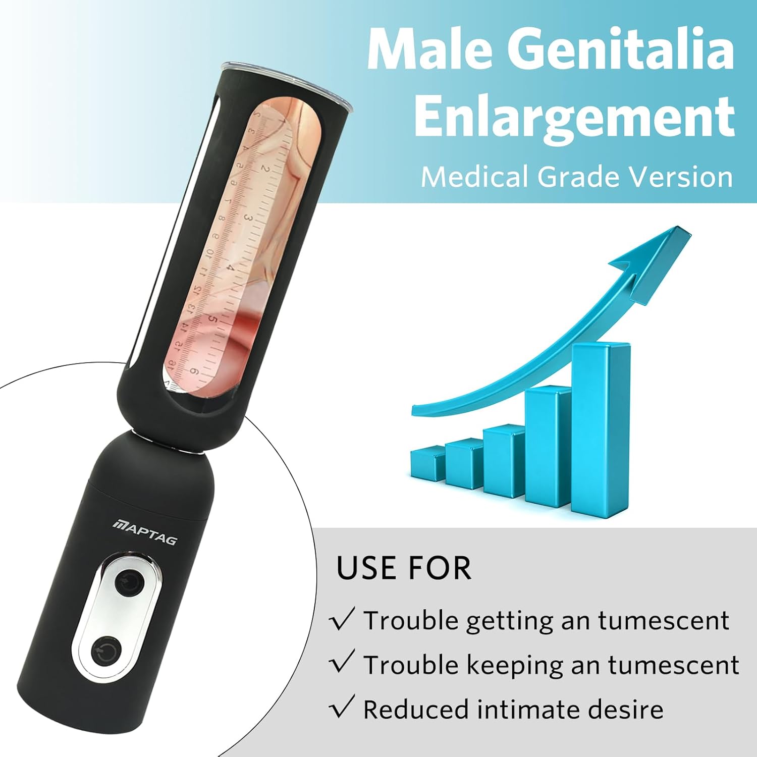 Medical-Grade Vacuum Erection Device for Erectile Electric Penis Enlarge Vacuum Pump with 4 Suction Male Genitalia Enlargement Rechargeable Automatic High-Vacuum Penis Enlargement Extend Pump