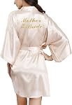 Bride Bridesmaid Robes with Glittering for Wedding Bridal Party Womens Short Silky Satin Robe One Size
