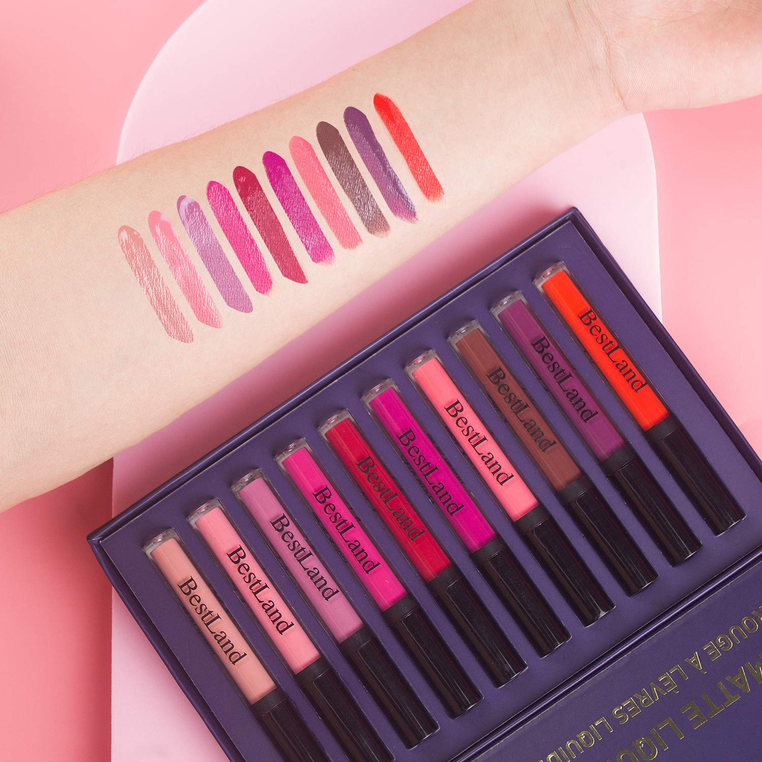 10pcs/Set Makeup Matte Lipstick Lip Kit, Velvety Liquid Lipstick Waterproof Long Lasting Durable Nude Lip Gloss Beauty Cosmetics Set : Beauty & Personal Care