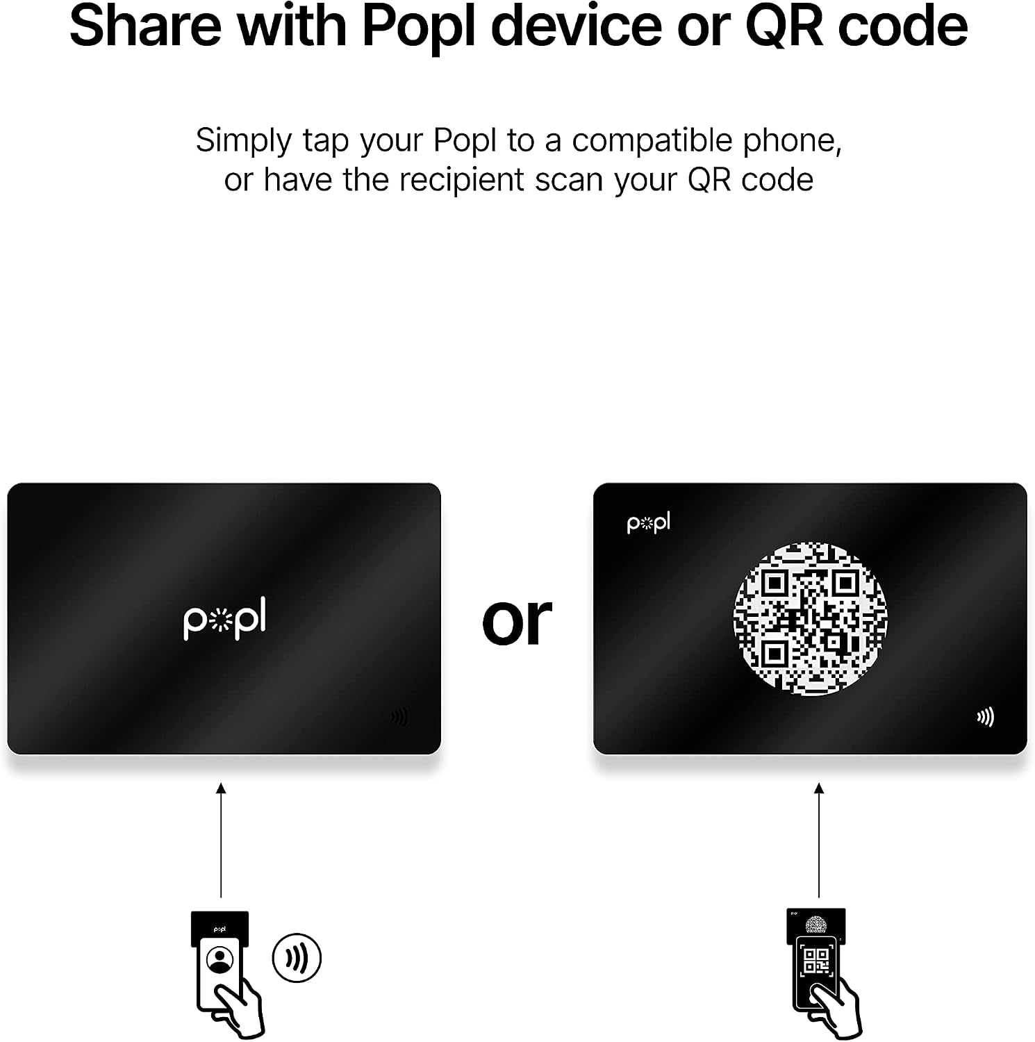 popl digital business card smart nfc networking card tap to share iphone android black