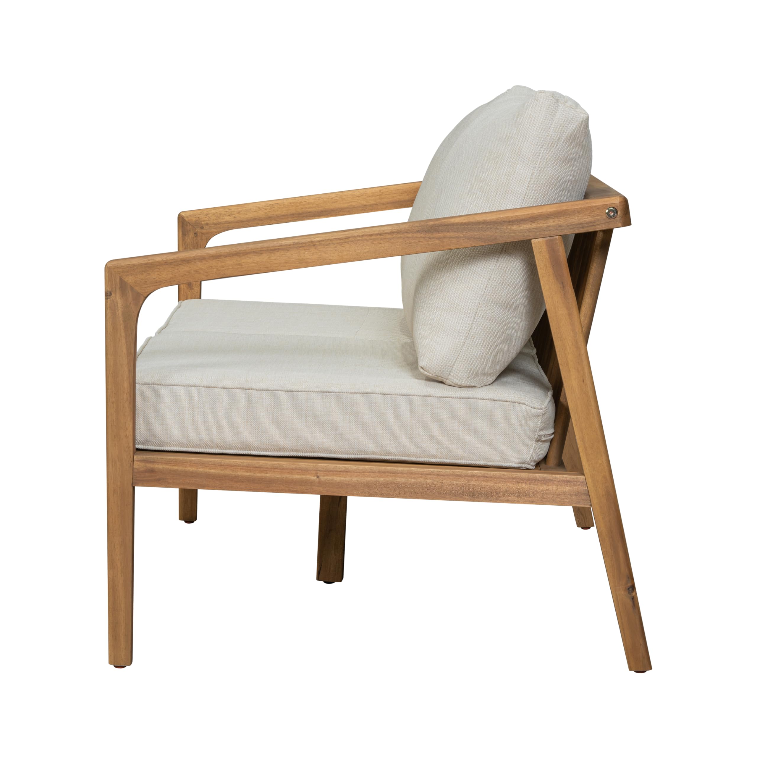 Westin - Mueble de sofá biplaza de madera de acacia para patio, sofá de 2 plazas para exteriores con cojines extraíbles de tela, porche, jardín, patio trasero, teca y beige 5