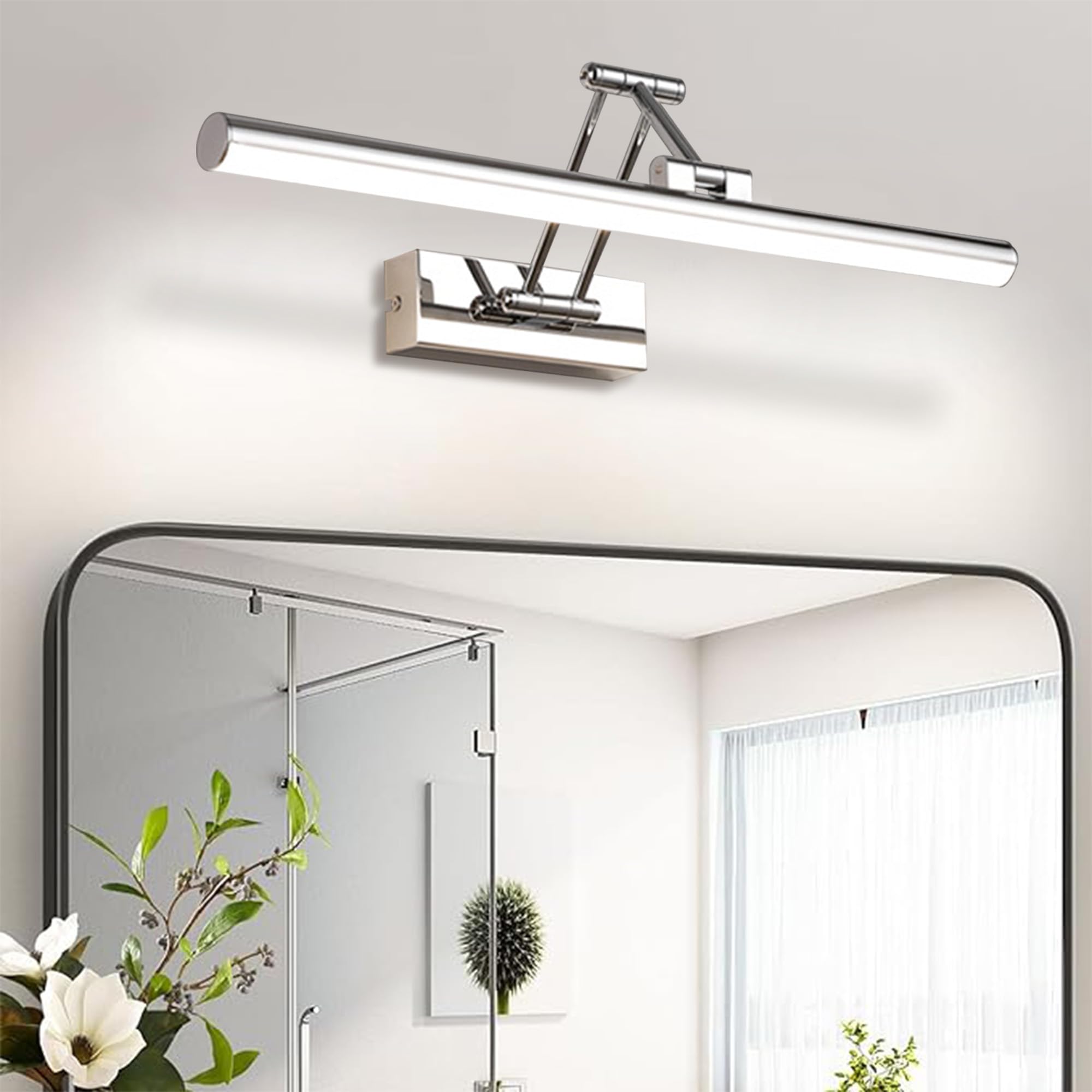 LED Spiegellampe 10 W 720 Lumen Bad Spiegel Lampe Neutralweiß 4000 K Badezimmer Lampe IP44 Wasserdicht Kein Flicker 230 V (Chroom, 40 cm)