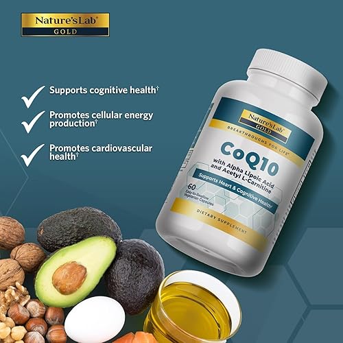 Miniatura 2 de Natures Lab CoQ10  ácido alfa lipoico  acetil L-carnitina HCl - Apoya la salud cardíaca y cognitiva - 60 cápsulas suministro de 1 mes
