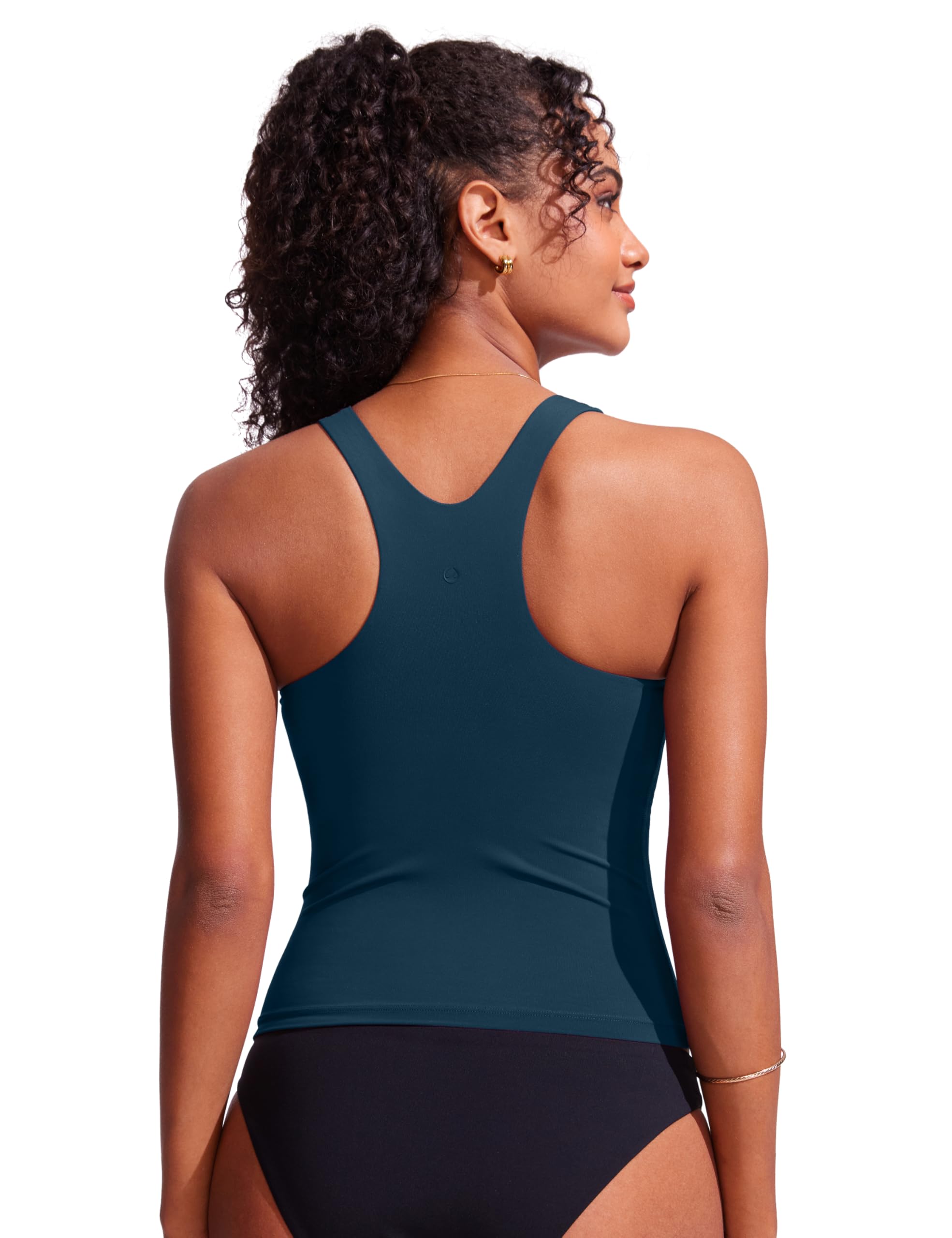 CRZ YOGA Racerback Tankini Top per Donne Collo Alto Modesti Costumi Da Bagno Solo Senza Fondo