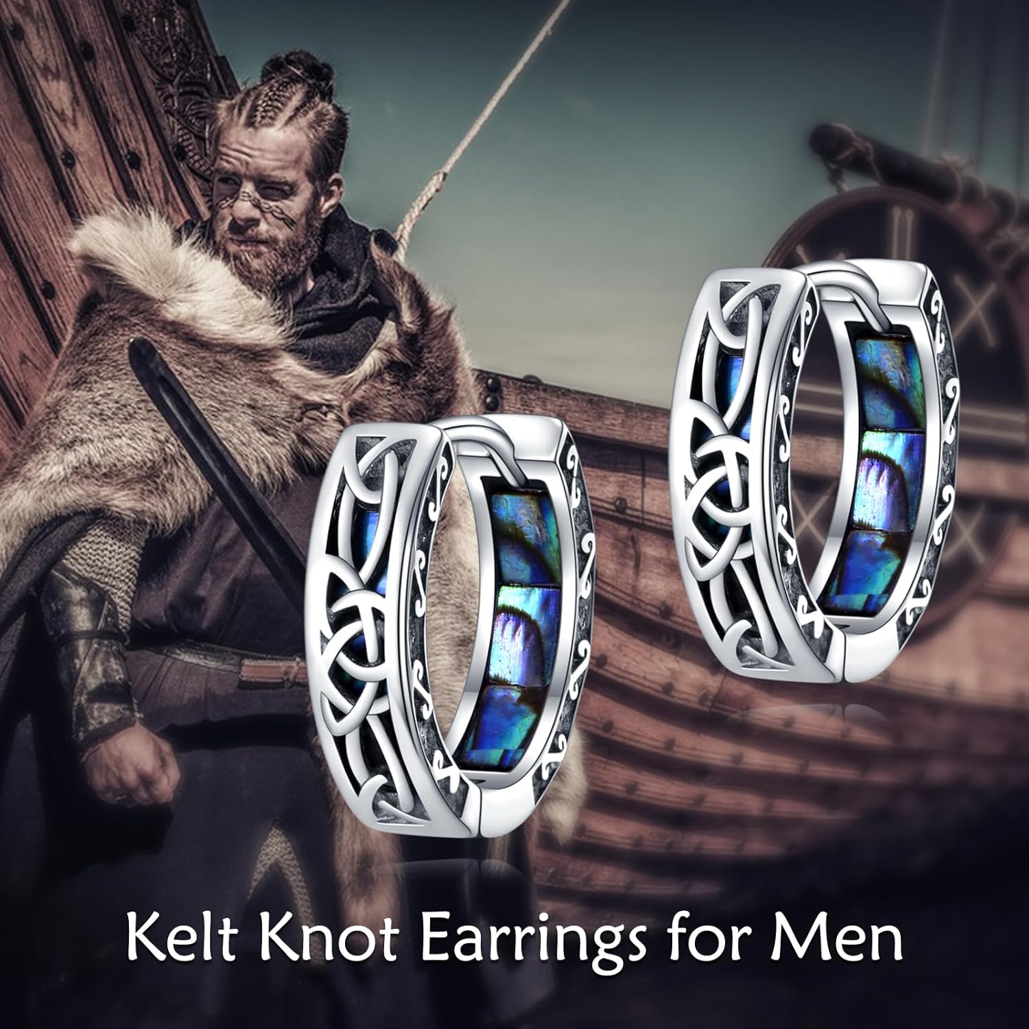 Celtic Knot Hoop Earrings 925 Sterling Silver Men Hoop Earrings Small Vintage Irish Earrings for Men Women