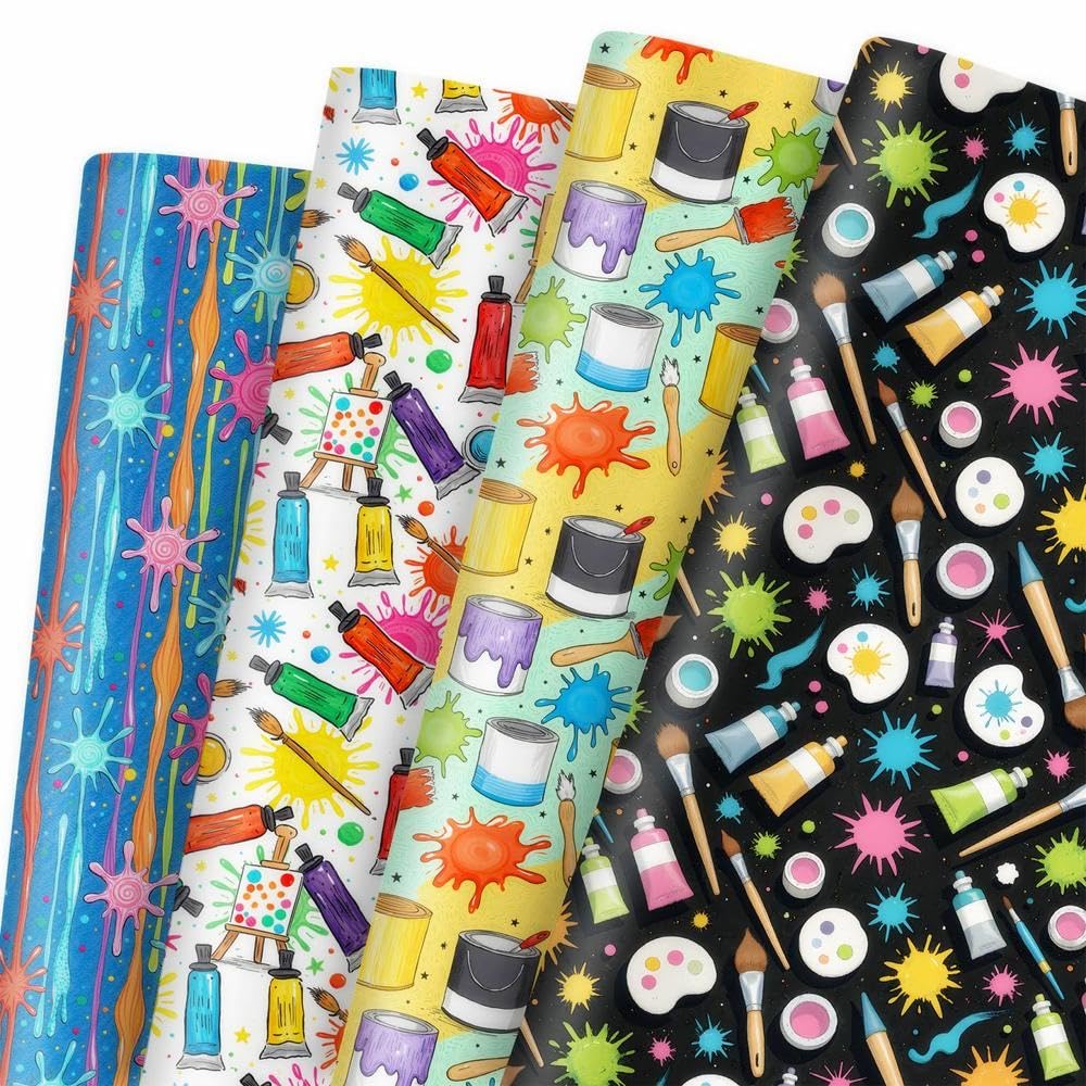 GleeWrap Artist Wrapping Paper, Paint Palette Gift Wrap, Gift Wrapping Paper for Painters, Art Teacher, Craft Lover, Birthday Wrapping Paper, 12 Sheets 50x70cm