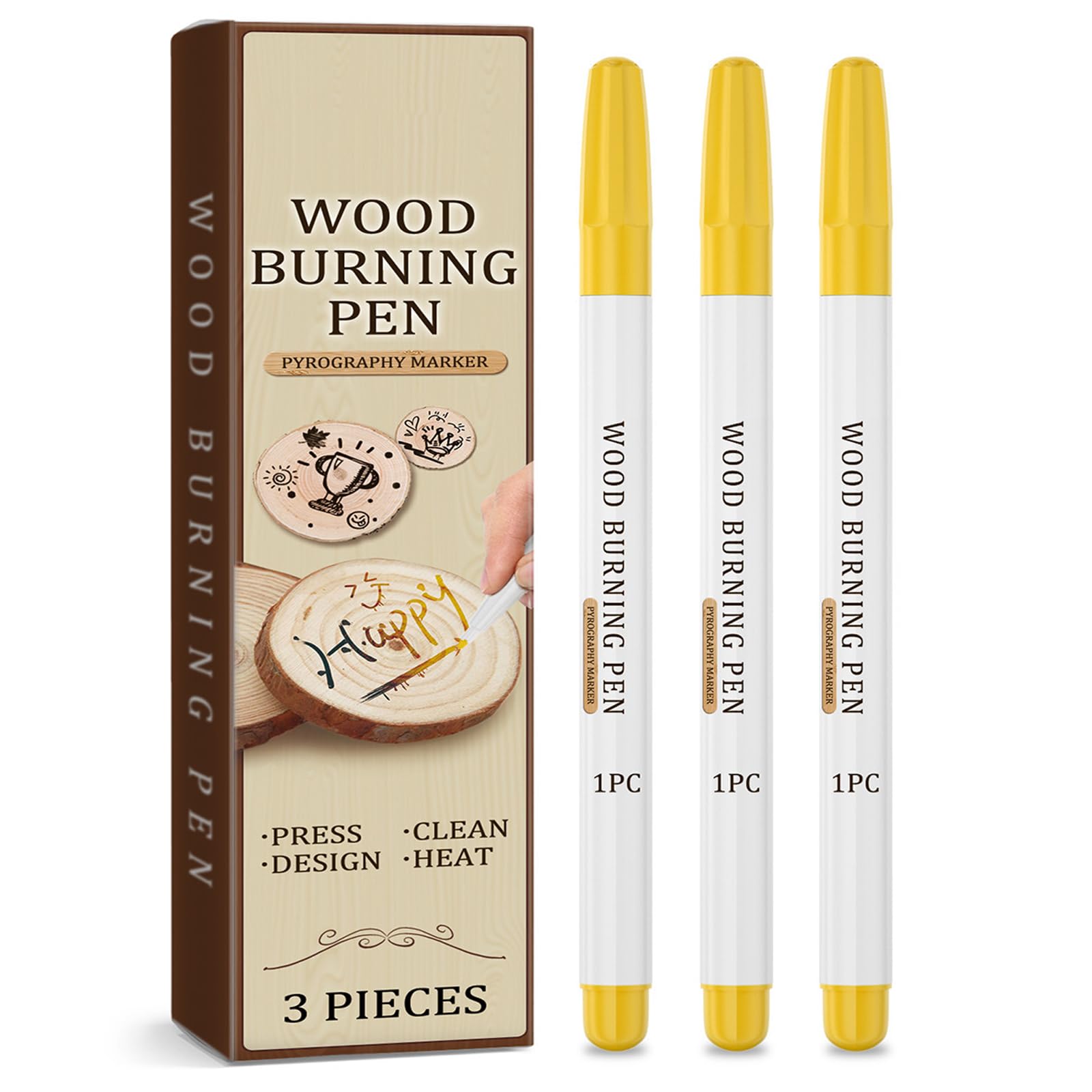 3 Pieces Wood Burn Pen for Pyrography Art | Portable Woodburning Marker for DIY Crafting and Handmade Projects | Ideal for Beginners and Artists
