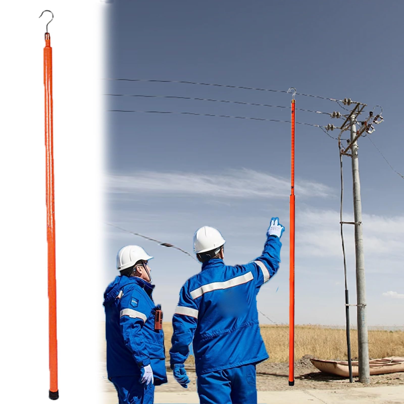 Hochspannungs-Messstab Tragbare Teleskop-Höhenmessstange, Isolierte Distanzmessstange Mit Tragetasche, Ausziehbarer Messstab Für Drahthöhen/Antennenprüfungen(Orange,1200cm/39.4ft)