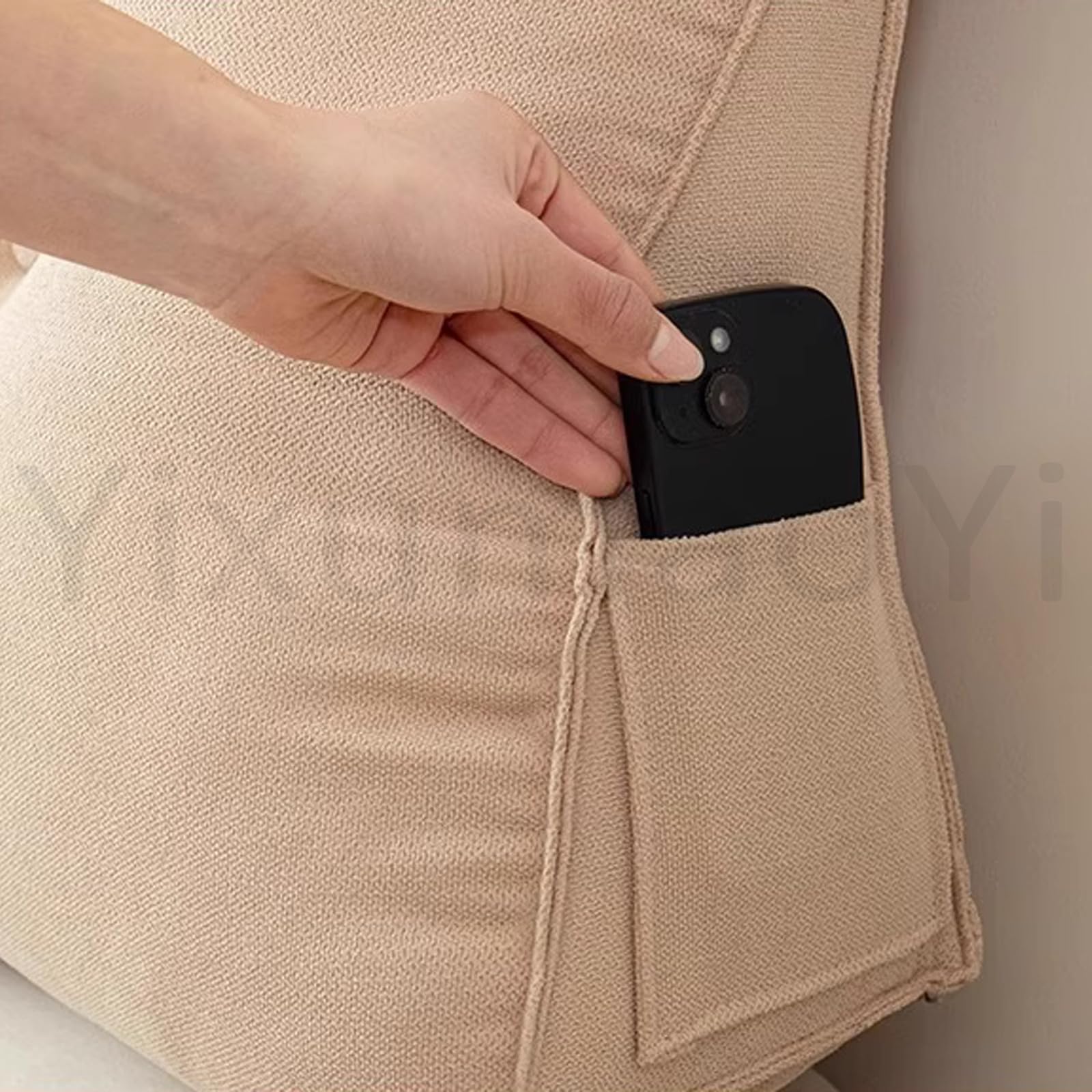 Genérico Respaldo Cama Cojines con Cojín Cervical Extraíble, CojíN CuñA Triangular, Almohada de Lectura de Cabecera, Respaldo Cabecero Desmontable,B-80x20x50cm