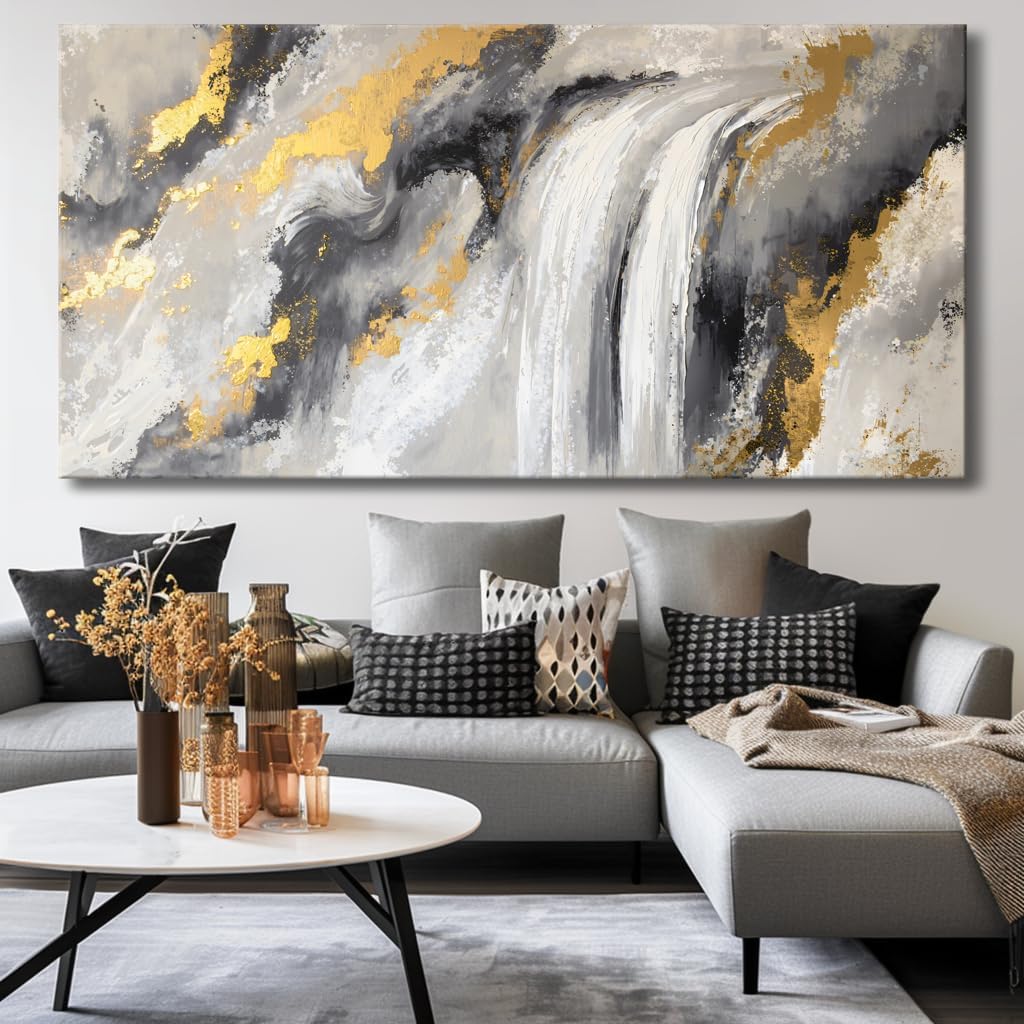 Large Abstract Waterfalls and Clouds Canvas Art Landscape Artwork Art Framed Canvas Print for Living Room, Bedroom, Dining Room, Home Office Modern Ready to Hang Home Decor - 30"x60"