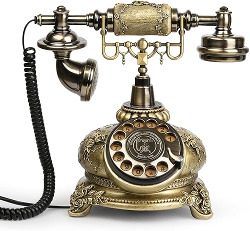 Sangyn Teléfono vintage rotativo retro teléfono fijo antiguo antiguo teléfono de la vieja escuela teléfonos para el hogar, casa, cafetería, bar,