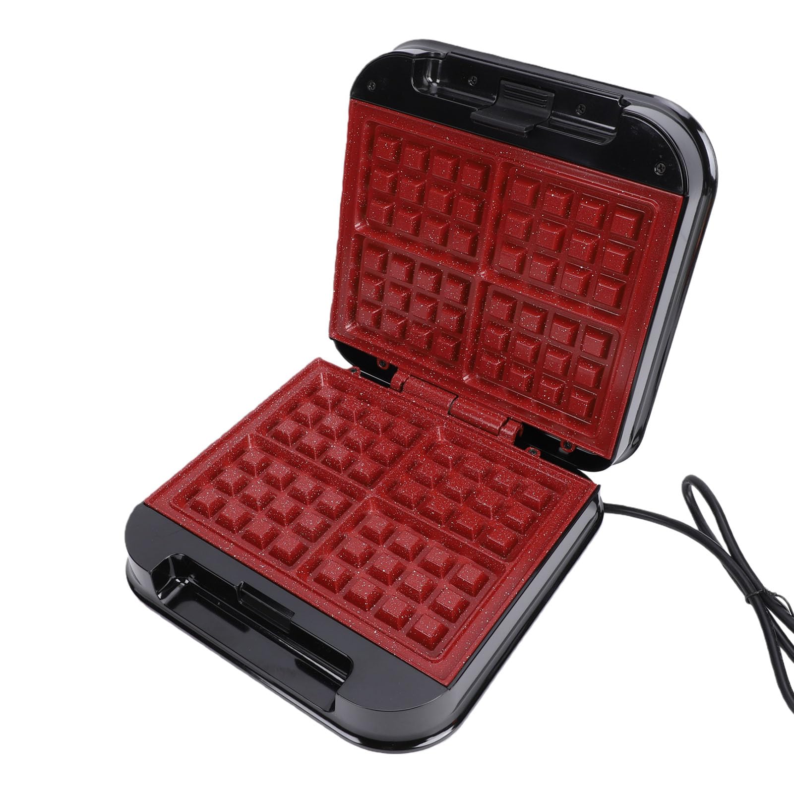 Macchina per Waffle Belga 4 Fette Ferro Antiaderente con Riscaldamento su Entrambi i Lati 850 W 9,3 X 9,3 Pollici Macchina per la Colazione Formato Famiglia per Panini Pancake Dormitorio