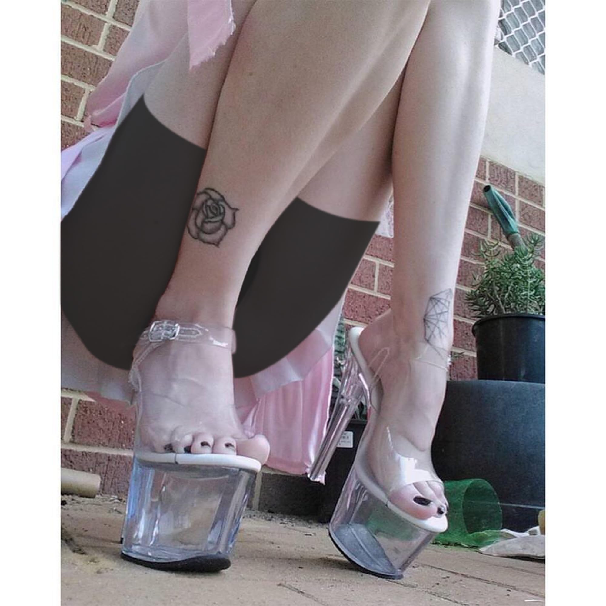 WUXIN H&P Women's 7 Inch Clear Platform Heels - Ankle-Strap Sexy Pole Dance High Heel, Exotic Dancer Shoes Stiletto 17CM: 6 Clear