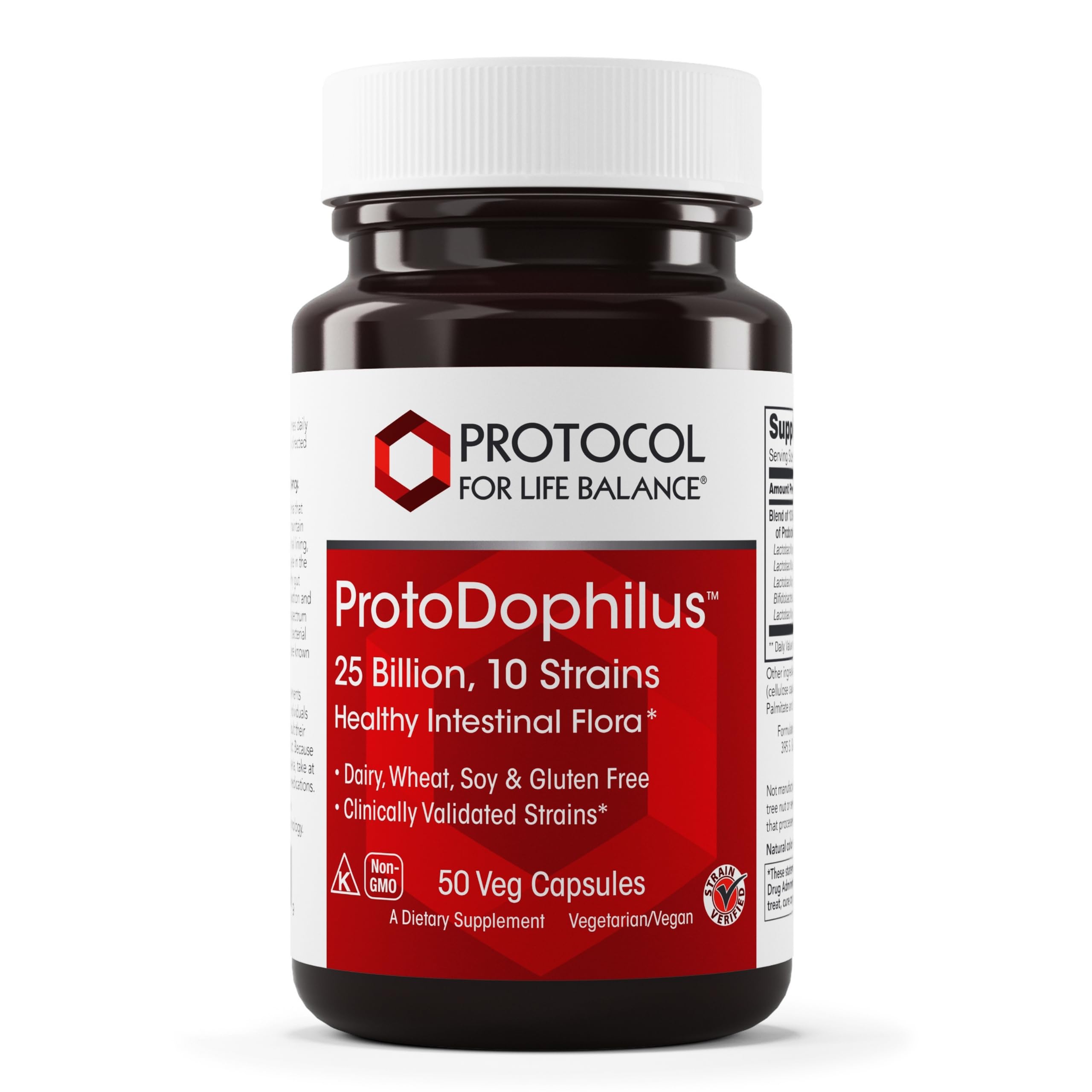 Proto Dophilus 25 Billion 10 Strains - Support Digestive Gut Health Immune System & Detox - Dairy, Wheat, Soy & Gluten Free - Vegan & Nut Free - 50 Veg Capsules