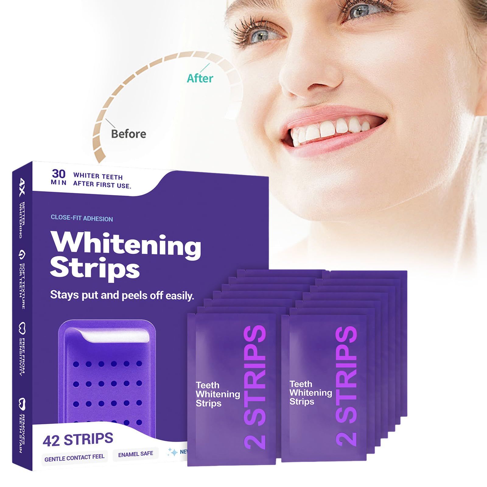 Générique Bande Blanchiment Dentaire Violet, Bandes Blanchissantes Dents Violettes, Teeth Whitening Strips, élimine Taches Café/Thé/Vin Blanchiment en toute sécurité sans dommage 2026 - 5
