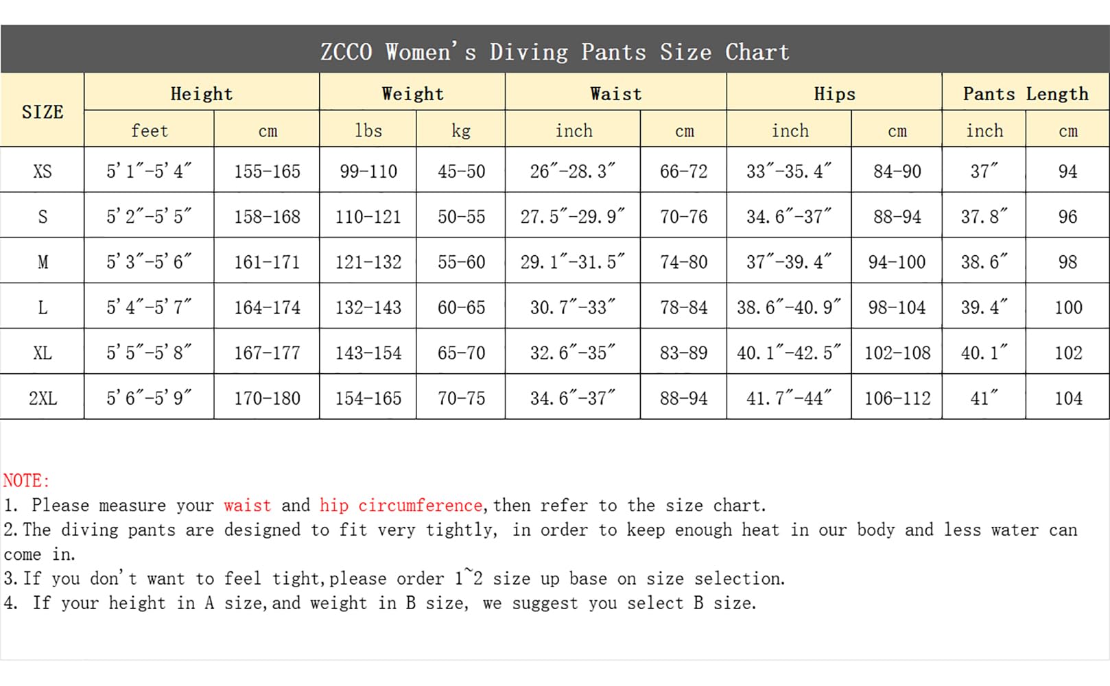 ZCCO Muta in neoprene da 2mm per uomo e donna - Pantaloncini e pantaloni - Per immersioni subacquee - Zip frontale - Per pesca subacquea, snorkeling e surf