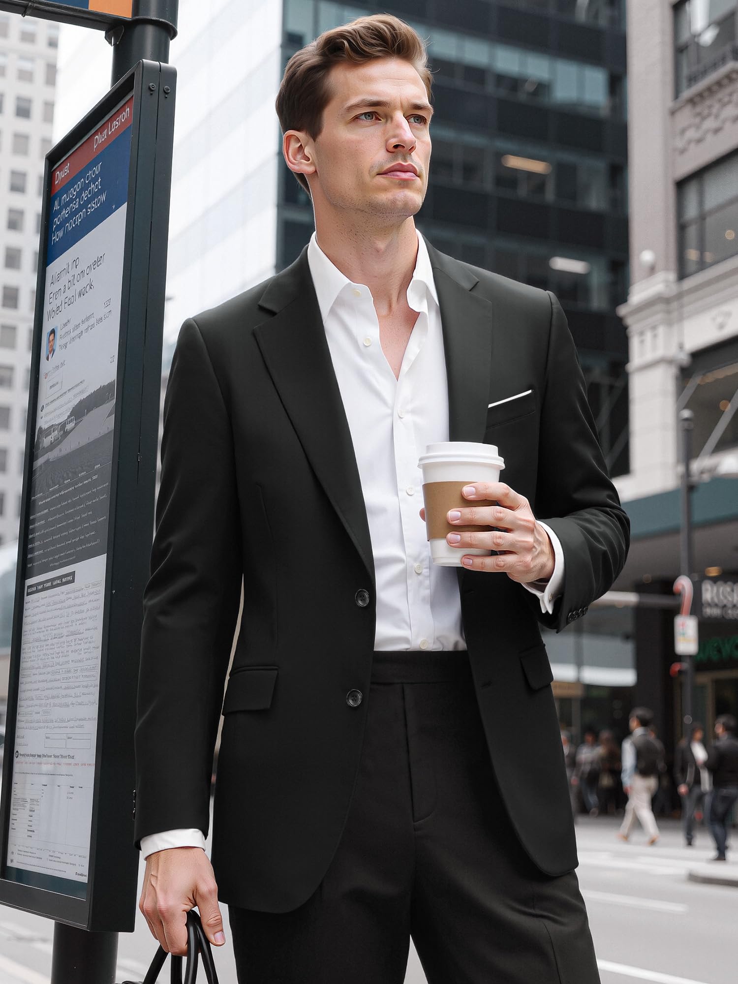 Sakko Herren Slim Fit 2 Knöpfe Smart Casual Anzugjacke für Business Hochzeit Party Leichtes Blazer mit Reverskragen