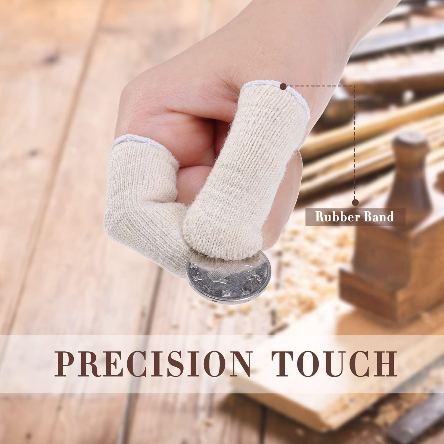 Geyoga 50 Pieces Cotton Finger Cots, 3 Inch Elastic Finger Toe Sleeves, Thumb Protector Fingertips Protective Cushion, Moisture Wicking for Men Women