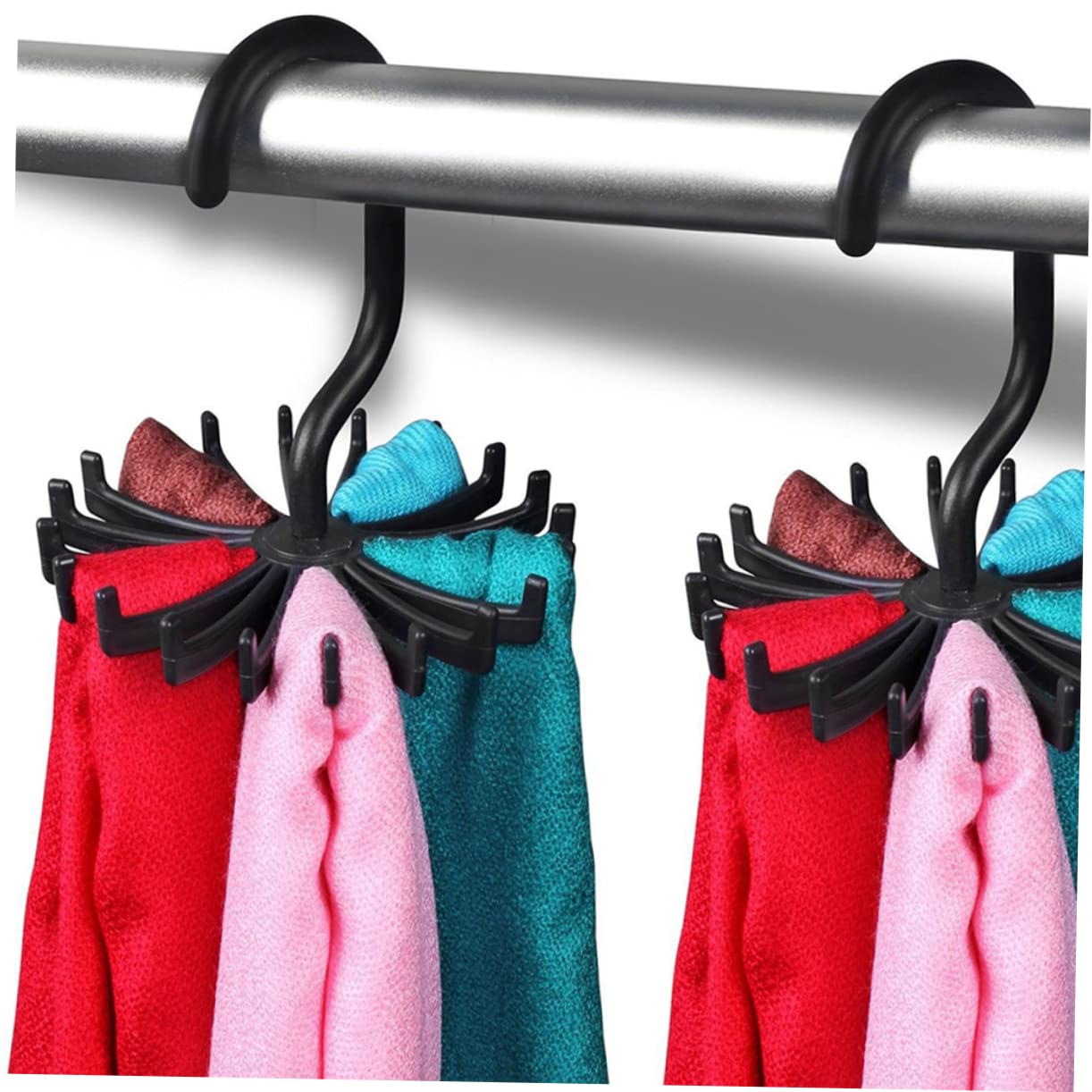 Cabilock 6Pcs Non Slip Rotating Tie Hanger Rack for Ties Scarves Space Saving Organizer for Closet Black Design for Men Women