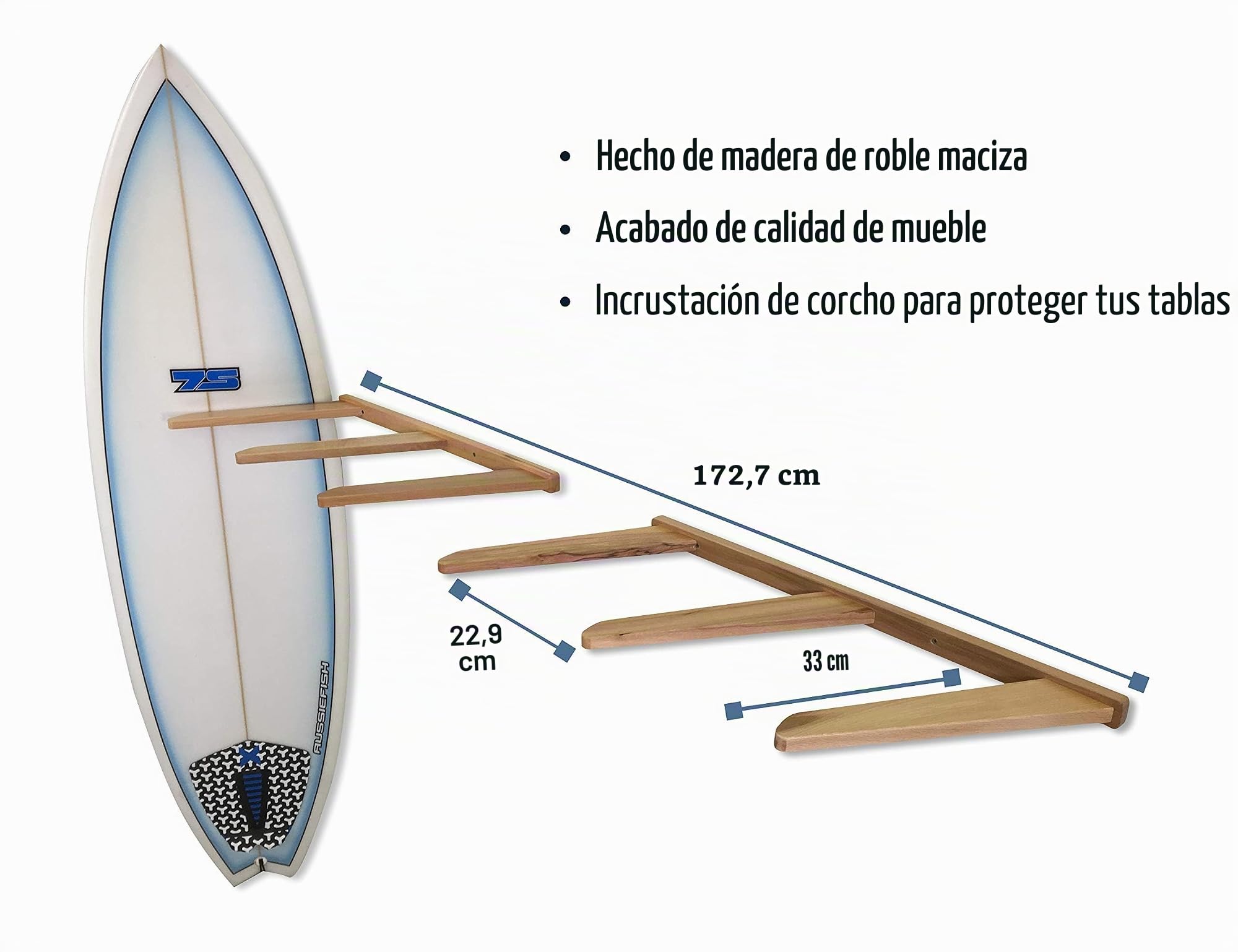 StoreYourBoard Estante vertical de madera para tabla de surf con capacidad para 6 tablas de surf, sistema de montaje de almacenamiento para el hogar y el garaje