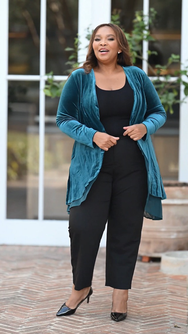 パンツ DNSR Folding wide slacks black Agnes Orinda Plus Size Pants for Women High Elastic Waisted