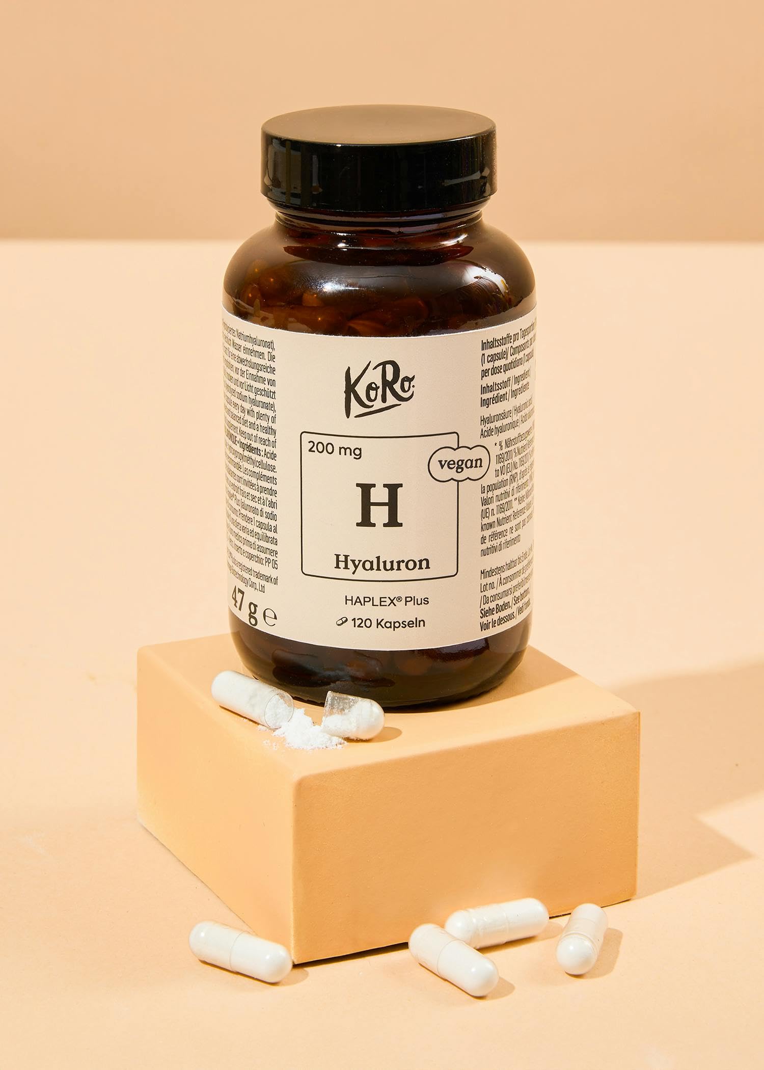 KoRo Hyaluron Kapseln 120 Stück: 120 Stück, vegan, ohne Füllstoffe, 200 mg HAPLEXPlus pro Kapsel
