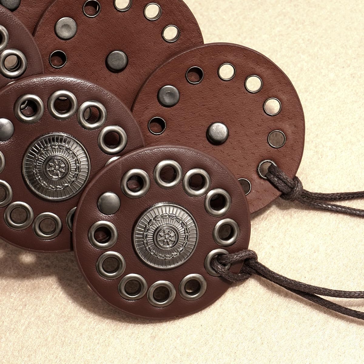 Women Western Disc Belt Boho Disk Concho Leather Belts Adjustable Knot Tie Waist Belts for Dresses - Image 3