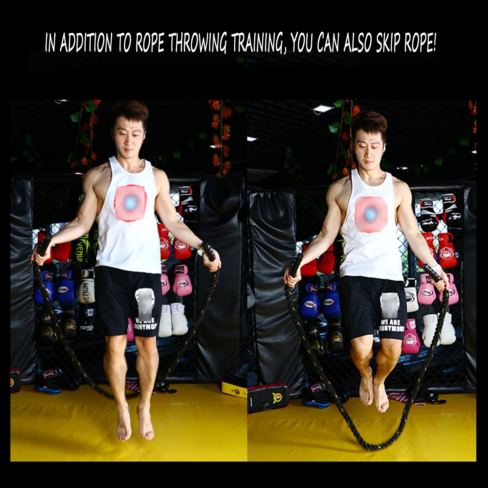 Battle Rope, 25mm Durchmesser Poly Dacron Gewichtetes Springseil, Fitness Workout Slam Seile für Damen Und Anfänger (Size : 15m)