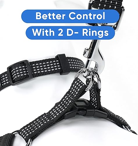 Miniatura 4 de Pawtitas Arnés Reflectante Step-in para Perro  Chaleco Ajustable Anti-tirones para Cachorros a Adultos Mayores, Seguro y Cómodo, M Negro