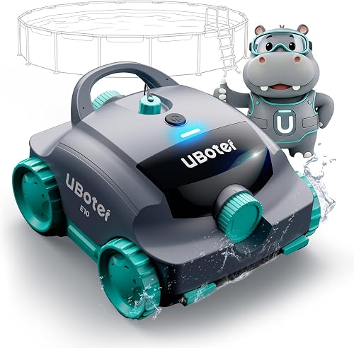 Cordless Robotic Pool Vacuum UBoter E10, Dual-Layer Filtration, Powerful Edge Corner Cleaning, 120–150 Mins Runtime, Auto Parking, No Debris Leakage, for Above Ground Flat Bottom Pools Up to 860 Sq.Ft