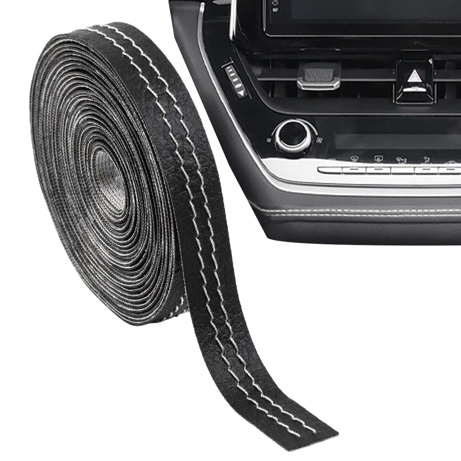 Finitura Decorativa In Pelle Per Interni Auto – 2 M X 1,5 Cm, Adesiva, Antiusura, Per Cruscotto E Portiere