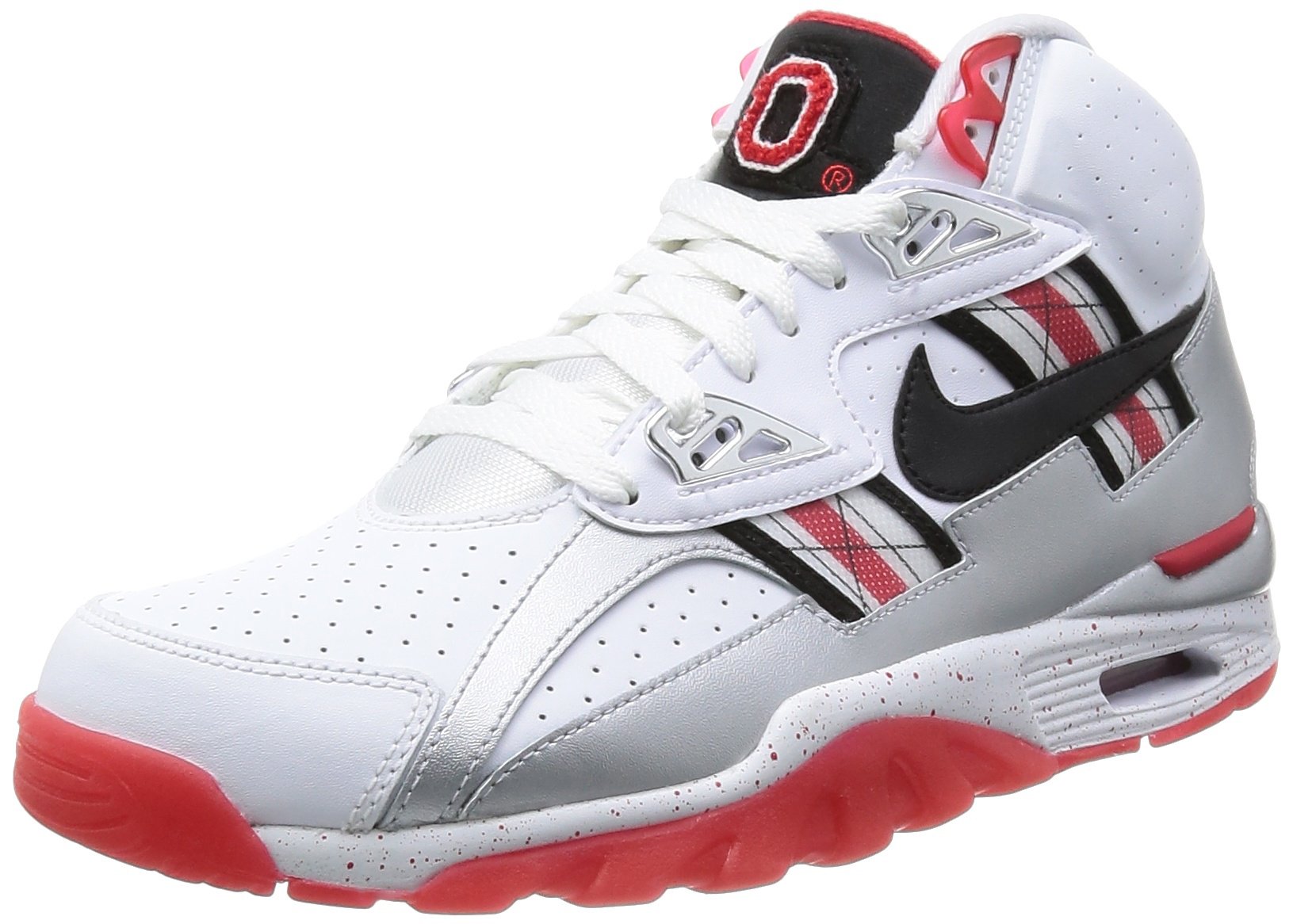 NIKE Mens Air Trainer SC High PRM QS White/Black-Metallic Silver-University Red Leather Size
