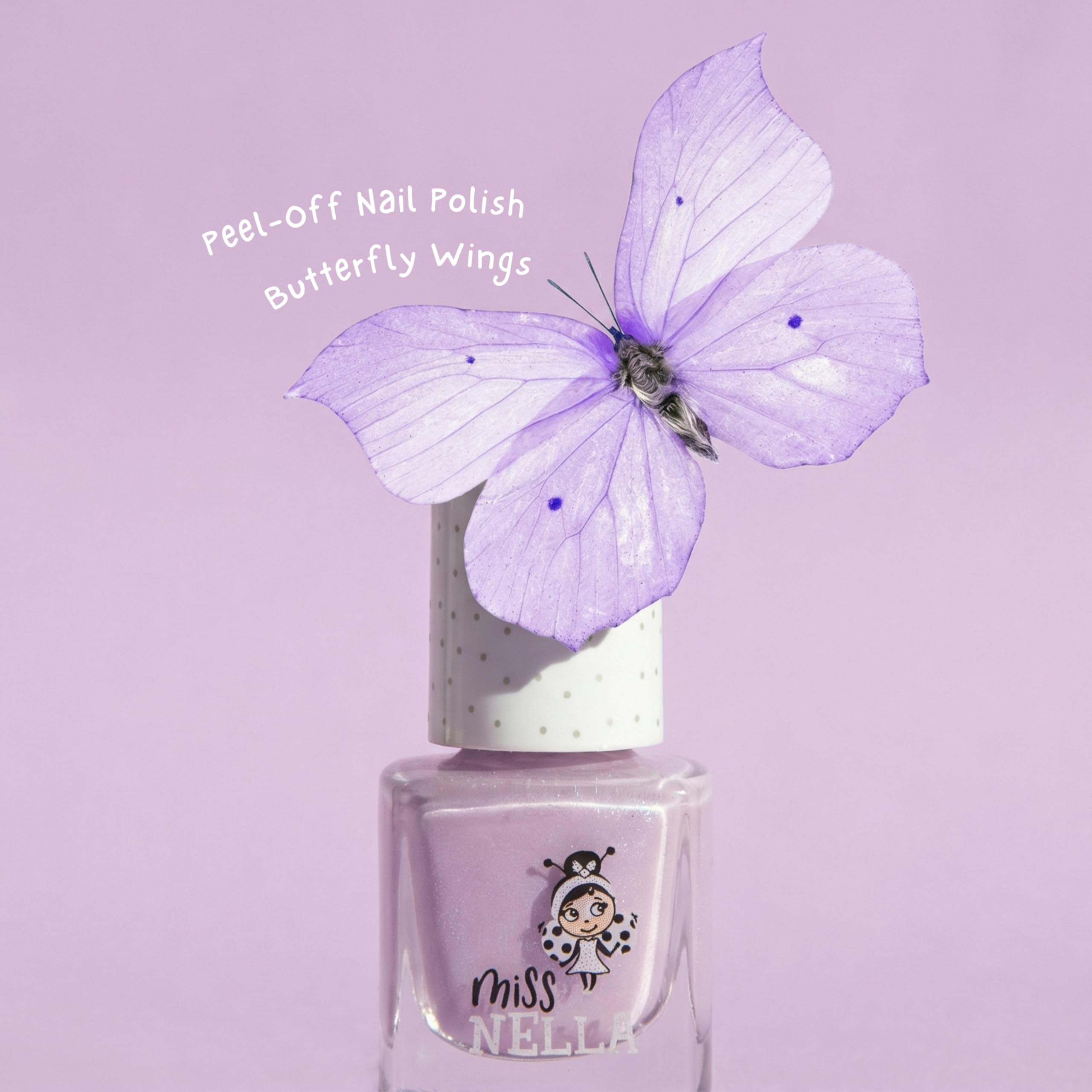 Miss Nella PURPLE UNICORN-Peel Off, geruchsneutral, Wasserbasis & Safe für Kinder Nagellack-Pack 3- Sweet Lavender (glitter), Butterfly Wings (glitter) & Little Poppet