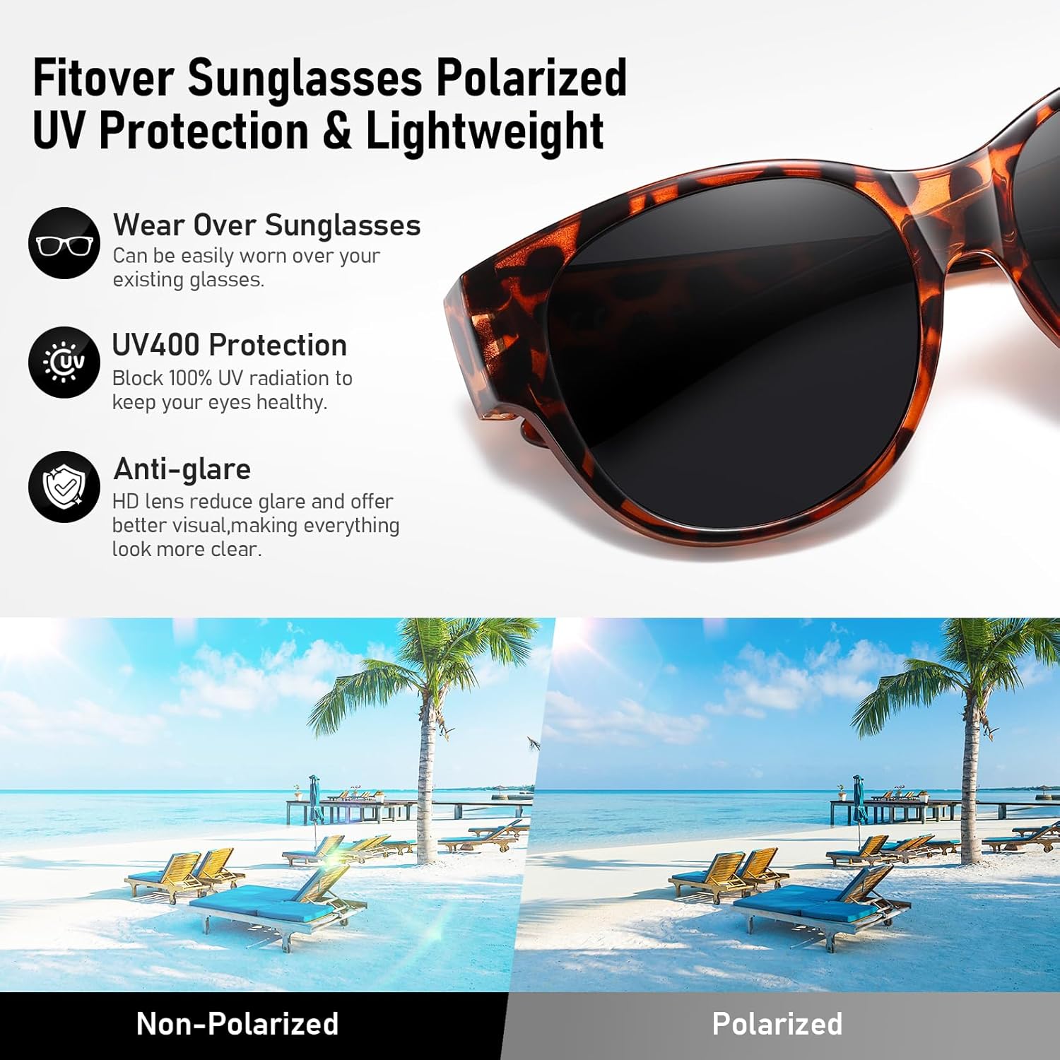 HAOLOTA Fit Over Glasses Sunglasses for Women Polarized, Trendy Cat Eye Sunglasses Wear Over Glasses, UV Protection - Image 6