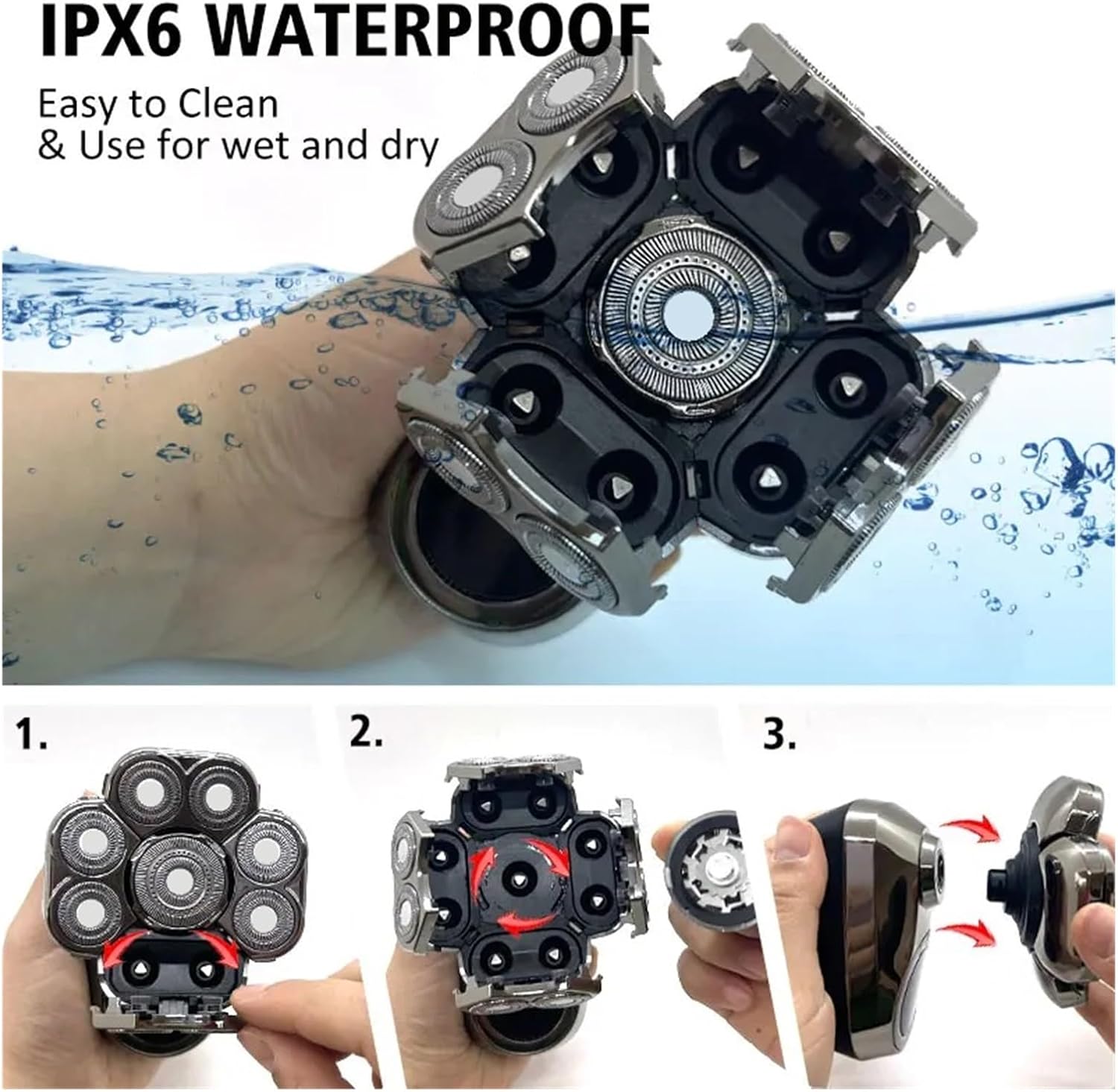 9D Floating Electric Shaver for Men | Bald Head Grooming | IPX7 Waterproof with Grooming Kit & LED Display