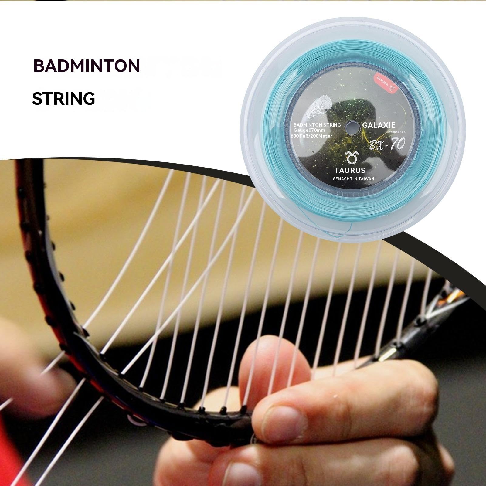 Corde da badminton – Filo per racchetta ad alta elasticità, materiale in nylon resistente, design intrecciato con precisione, lunghezza lunga 200 m, filo di allenamento di ricambio per giocatori