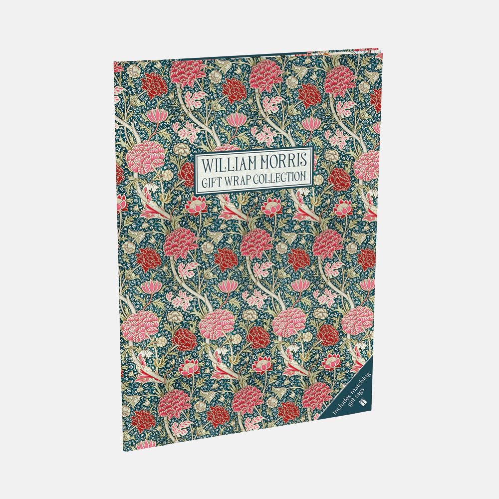 William Morris – Cray Gift Wrap Collection – 10 Classic Floral Wrap Sheets + 22 Matching Gift Tags | Perforated Fold-Out Sheets 480 x 698 mm | Elegant Botanical Design Wrapping Paper
