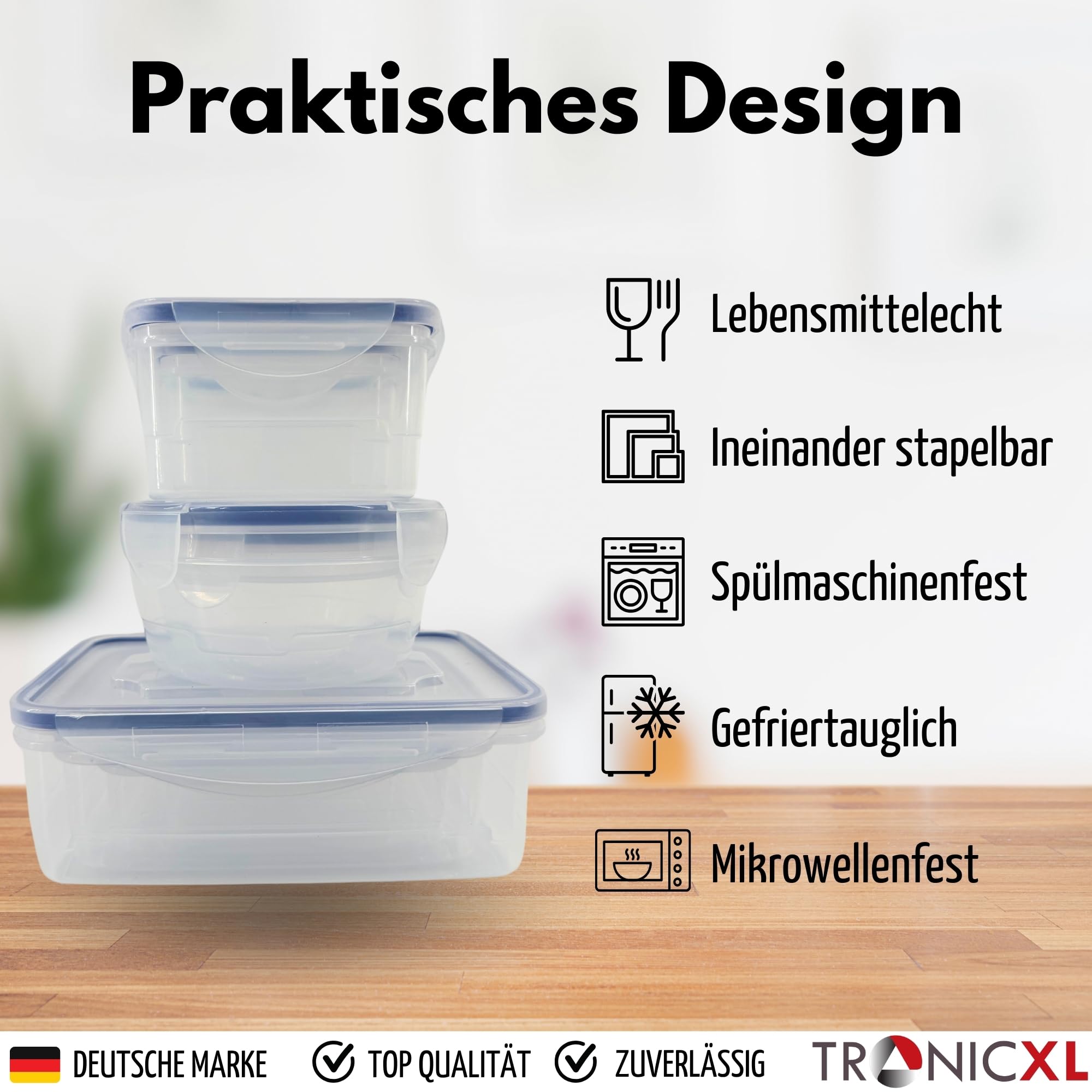 TronicXL 48 Teile Frischhaltedosen Set I 24 Dosen mit 24 Deckel Klick Frischhaltedose Klick System I Kunststoff Vorratsdosen spülmaschinenfest Gefrierdosen Gefrierbehälter BPA Frei