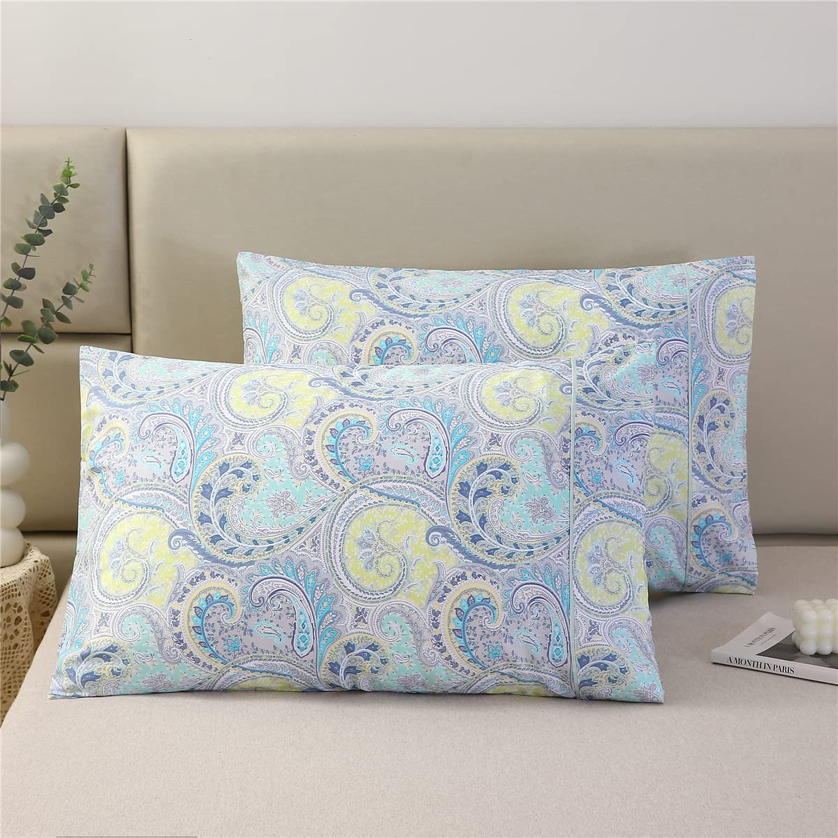 URBONUR 100% Cotton Pillowcases Set of 2 Standard Size Boho Bohemian Pattern Pillow Cases Soft Breathable Cooling Pillowcase Decorative Pillow Cover (