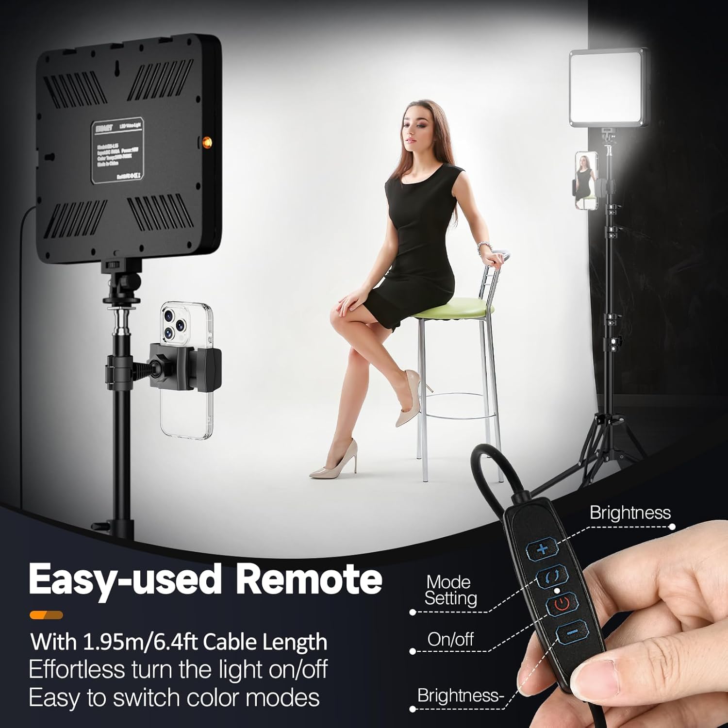 EMART Video Licht Set 2 Pcs 25x20cm Videoleuchte mit Magnetischer Blende | 2800K-7000K Dimmbare Fotolicht, 15W LED Panel Licht, Live-Streaming, YouTube, Vlog, Aufnahmen, Make-up