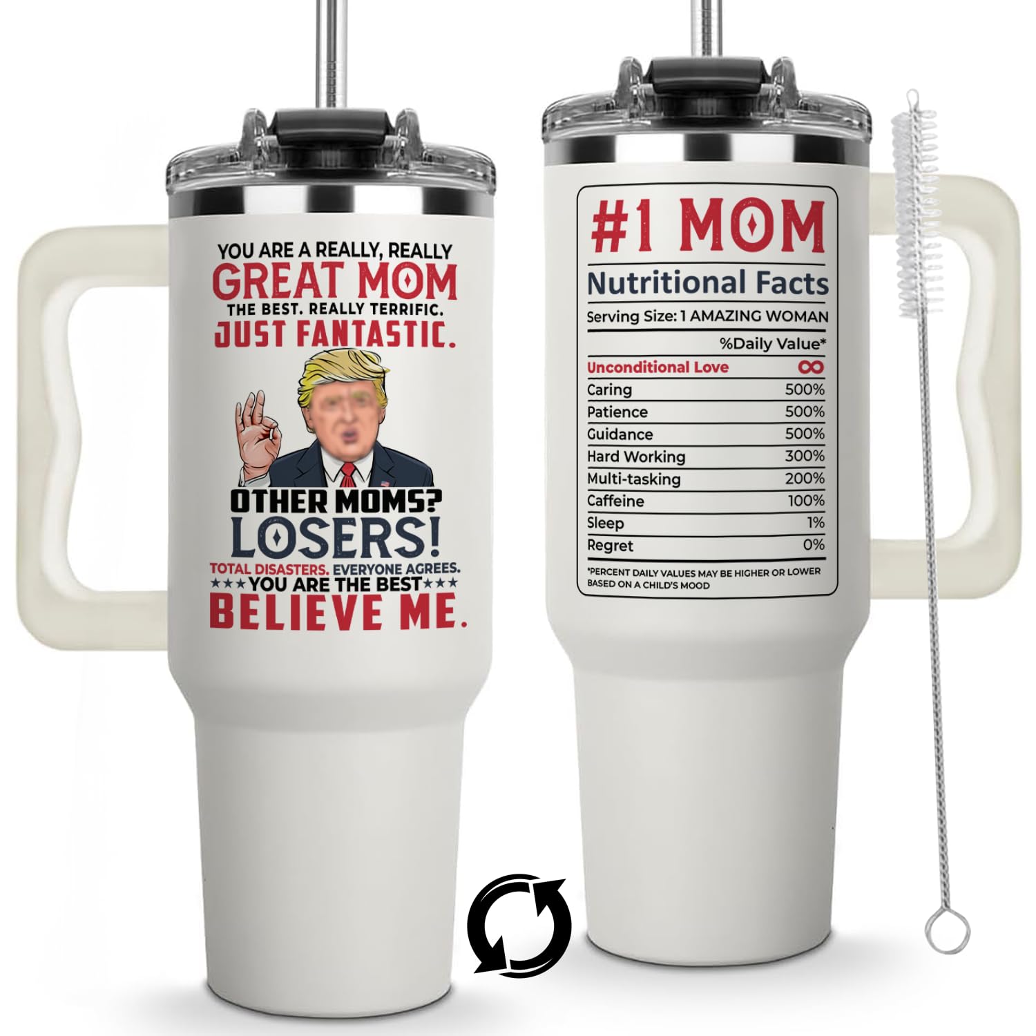 Best 40oz Tumbler for Mom - Mother's Day Gift, No.1 Mom Cup, Birthday Present from Daughter or Son